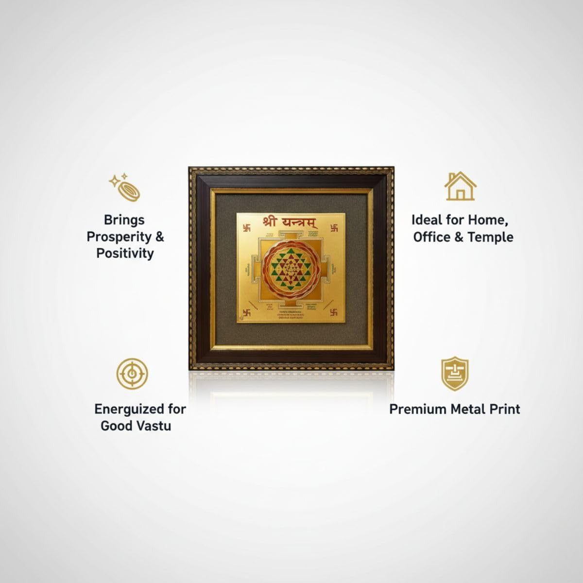 Energized Shree Yantra in Pyrite Frame