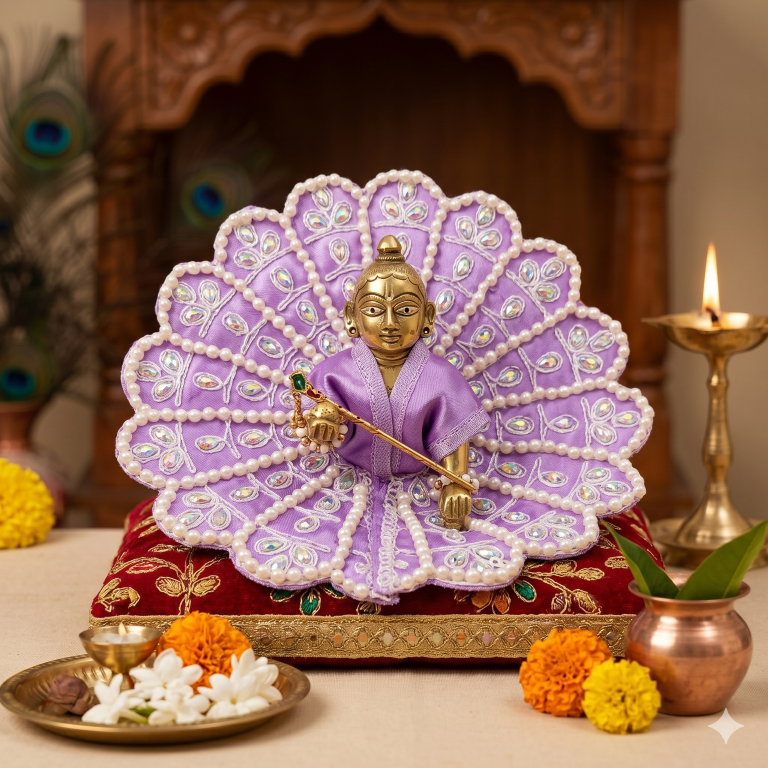 Tiny Shiny Laddu Gopal Poshak Thakur Ji Dress Heavy Designer Dress for Kanha Ji Fancy Dress for Bal Krishna Janmaasthmi Special for Ladoo Gopal Ji (Size- 4 And 5)