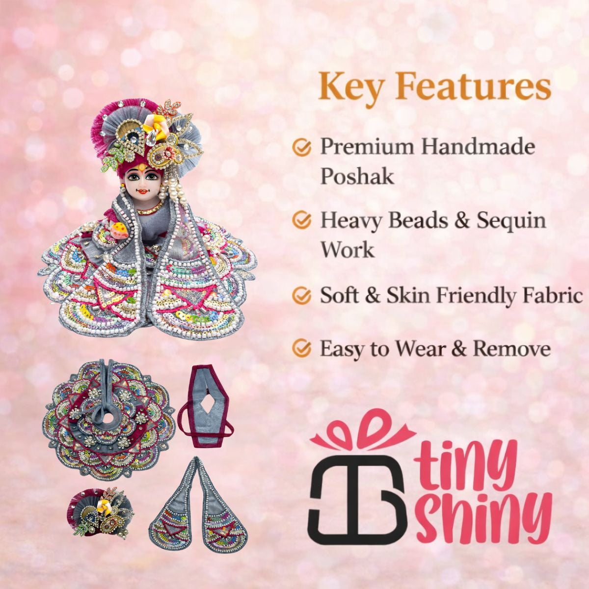 Tiny Shiny Kanha Ji Fancy Dress for Bal Krishna (Size 0 to 6)