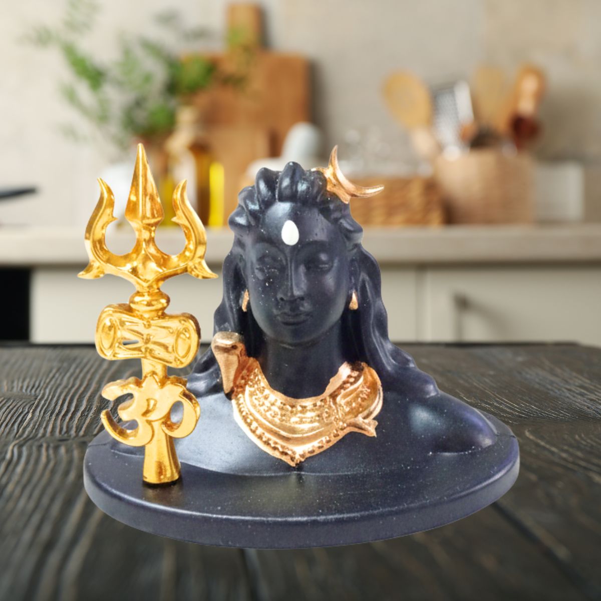 Tiny Shiny Medium Adiyogi Shiva Statue with Trishul