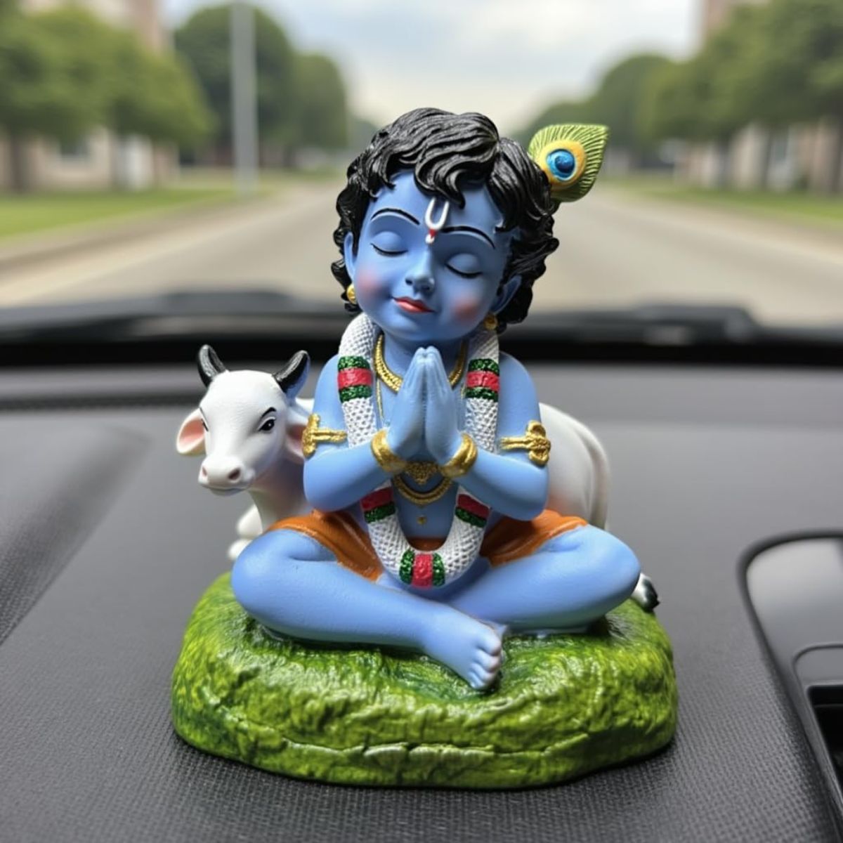 Baby Krishna Idol Bal Gopal Statue with Cow Figurine Gift Item for Janmashtami & Pooja,Home Decor,Table Decor - image 5