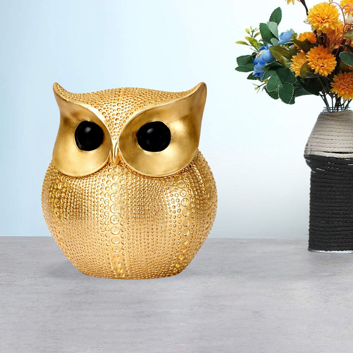 Tiny Shiny Golden Owl Showpiece for Home Decor – Handcrafted Resin Owl Statue for Living Room, Office Desk & Bookshelf – Modern Vastu Feng Shui Good Luck Figurine - image 5