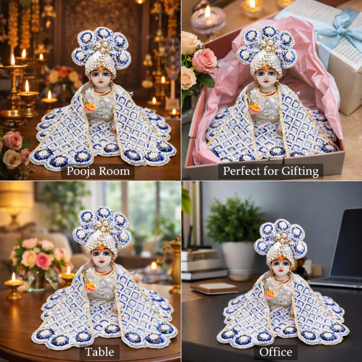 Tiny Shiny Laddu Gopal Poshak Thakur Ji Dress Heavy Designer Dress for Kanha Ji Fancy Dress for Bal Krishna Janmaasthmi Special for Ladoo Gopal Ji (Size- 0 to 6)