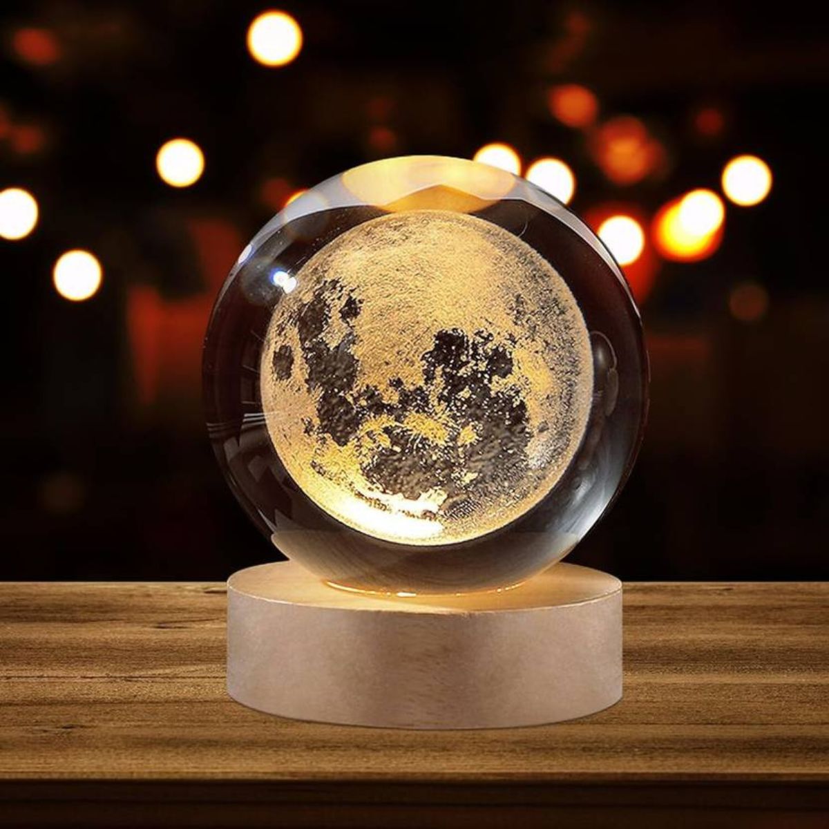 Tiny Shiny 3D Laser Engraved Moon Model Crystal  Glass Ball