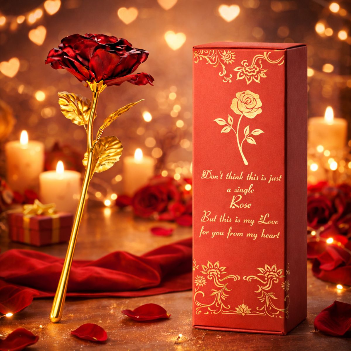 Gold Foil Red Rose with Premium Gift Box