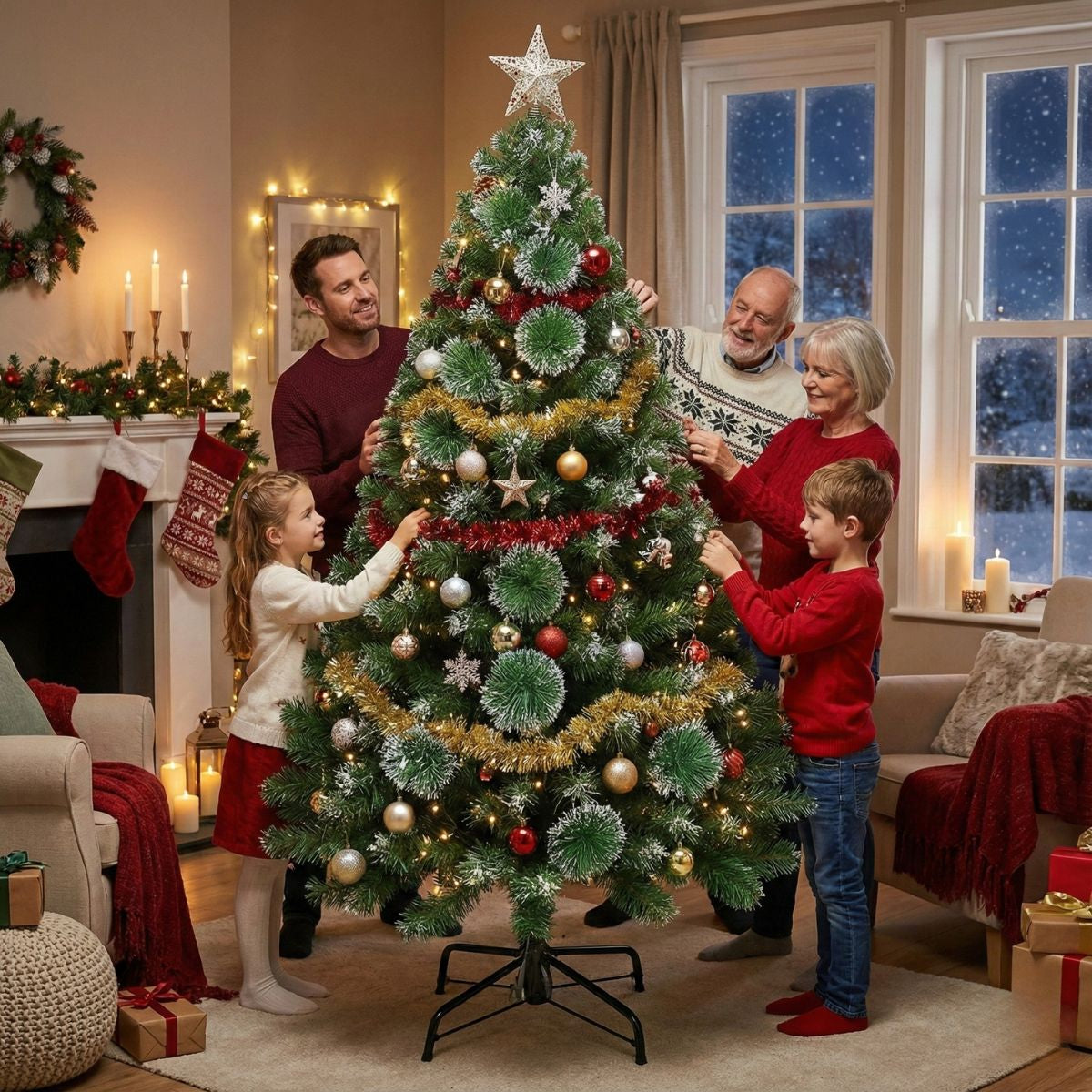5 Feet Snow Pine Christmas Tree | Artificial Xmas Tree for Home Decor