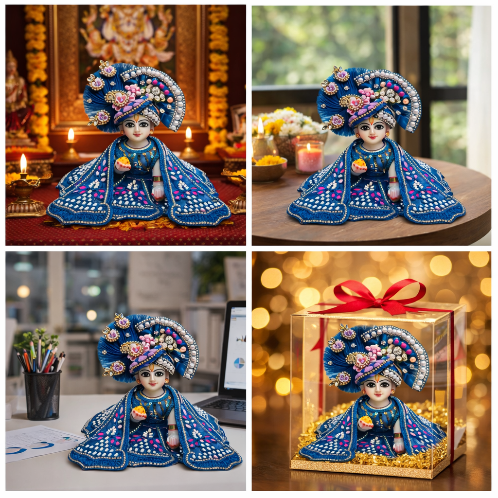 Tiny Shiny Laddu Gopal Poshak Thakur Ji Dress Heavy Designer Dress for Kanha Ji Fancy Dress for Bal Krishna Janmaasthmi Special for Ladoo Gopal Ji (Size- 0 to 6)