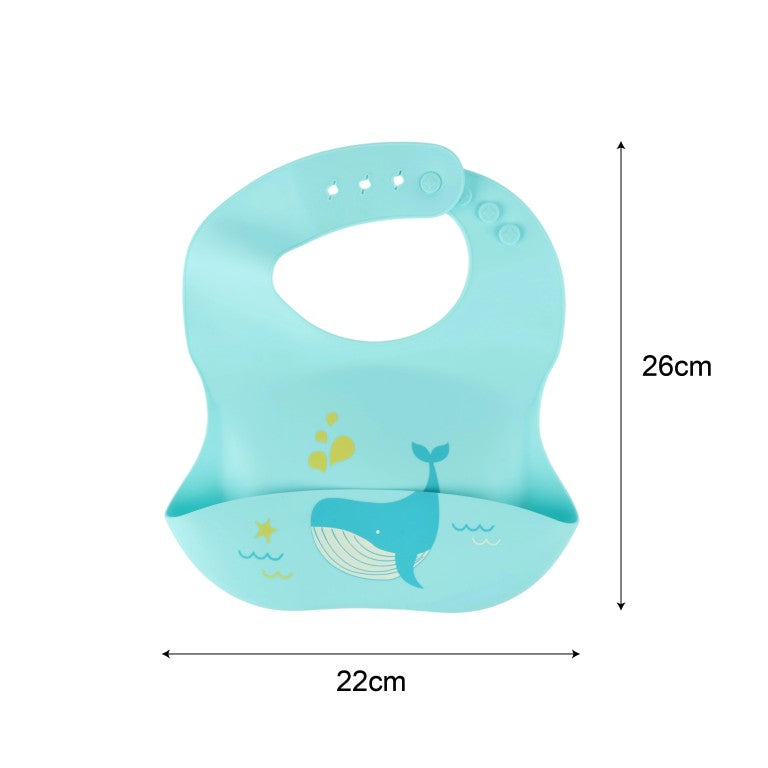 Tiny Shiny Silicone Bib for Baby Food Feeding BPA Free, Adjustable Straps Waterproof Built-in Food Pocket Mess Free Ideal for Babies 6 to 36 Months