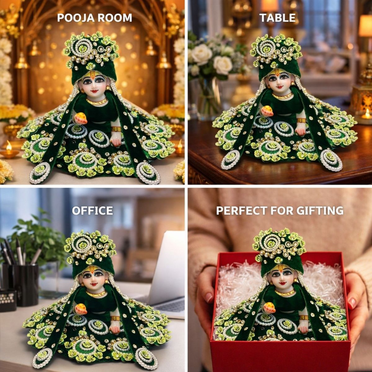 Tiny Shiny Laddu Gopal Poshak Thakur Ji Dress Heavy Designer Dress for Kanha Ji Fancy Dress for Bal Krishna Janmaasthmi Special for Ladoo Gopal Ji (Size- 1 to 6)