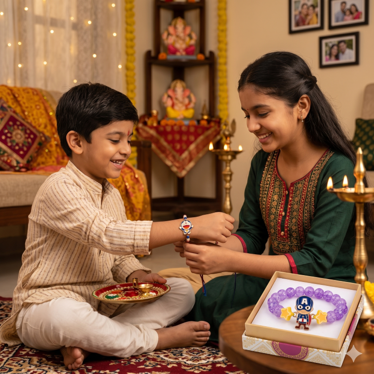 Tiny Shiny Captain America & Doraemon Kids Rakhi Set of 2 Designer Rakhi for Brother