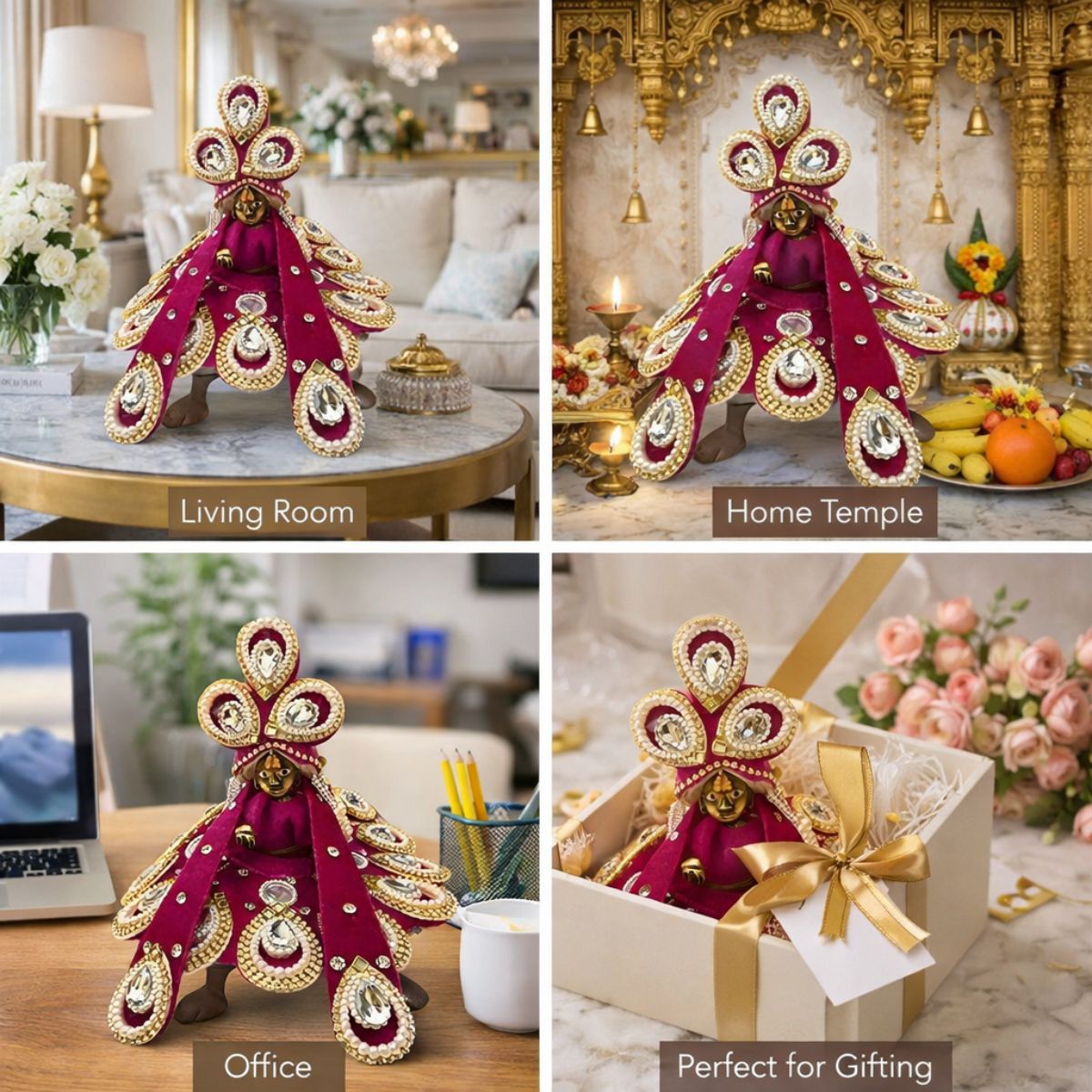 Tiny Shiny Laddu Gopal Poshak Thakur Ji Dress Heavy Designer Dress for Kanha Ji Fancy Dress for Bal Krishna Janmaasthmi Special for Ladoo Gopal Ji (Size-2 , Inch-6)