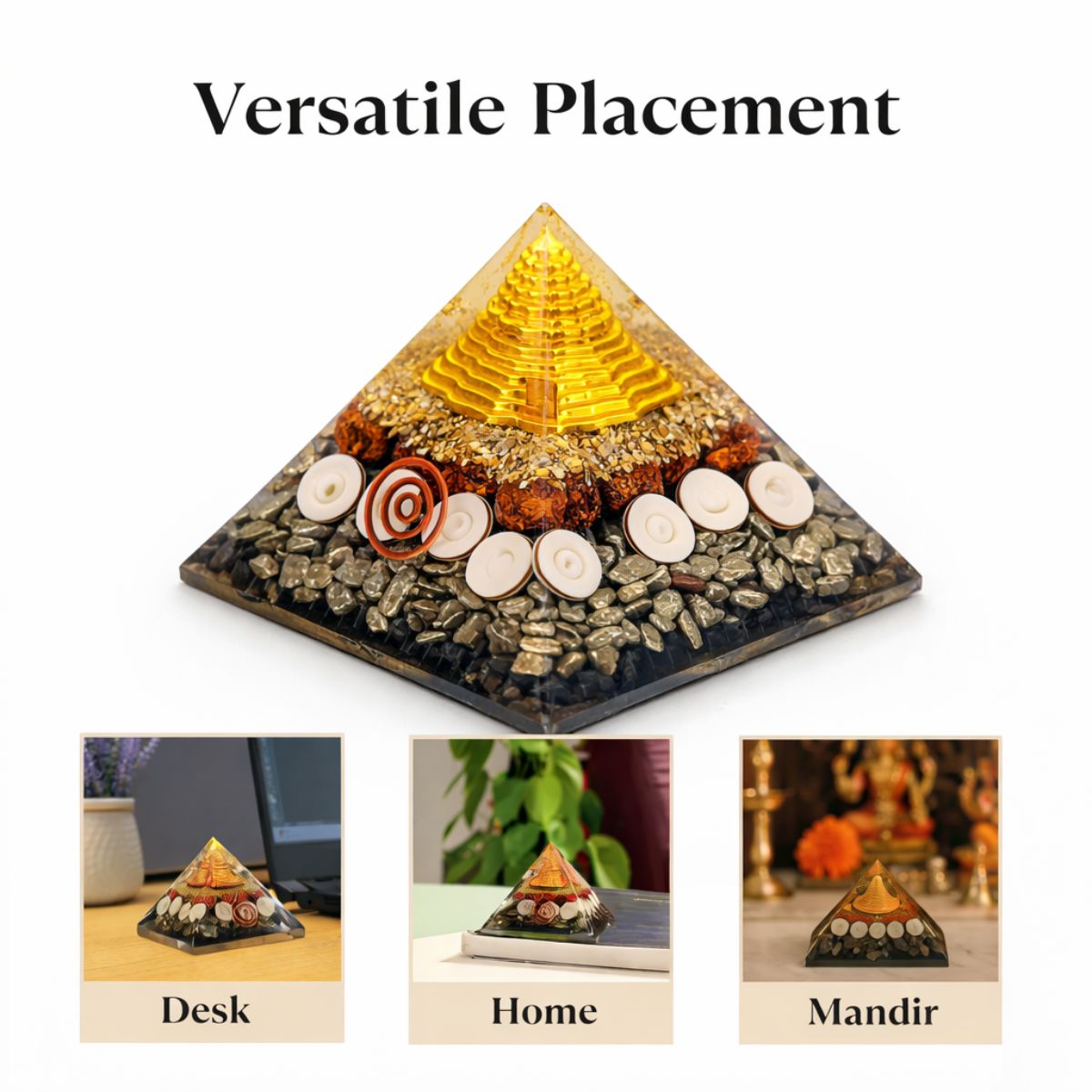 Shree Yantra Pyramid with Pyrite