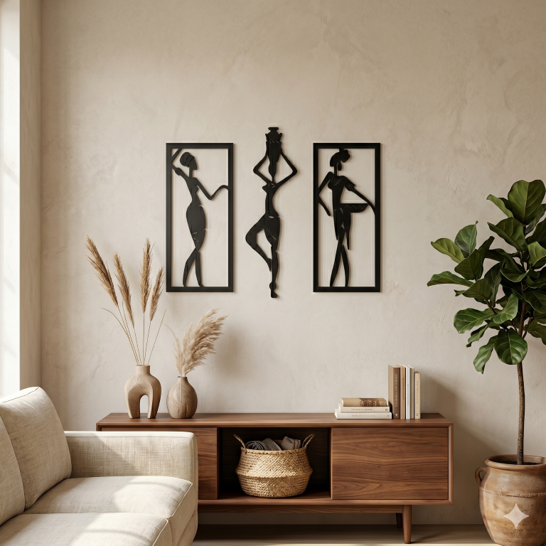 Tribal African Women MDF Wall Decor | 3D Wall Art For Bedroom & Living Room | Woman Decorative Showpiece