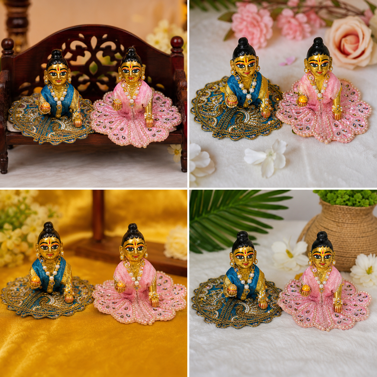 Tiny Shiny Laddu Gopal Poshak Thakur Ji Dress Heavy Designer Dress for Kanha Ji Fancy Dress for Bal Krishna Janmaasthmi Special for Ladoo Gopal Ji (Size-0 to 2)