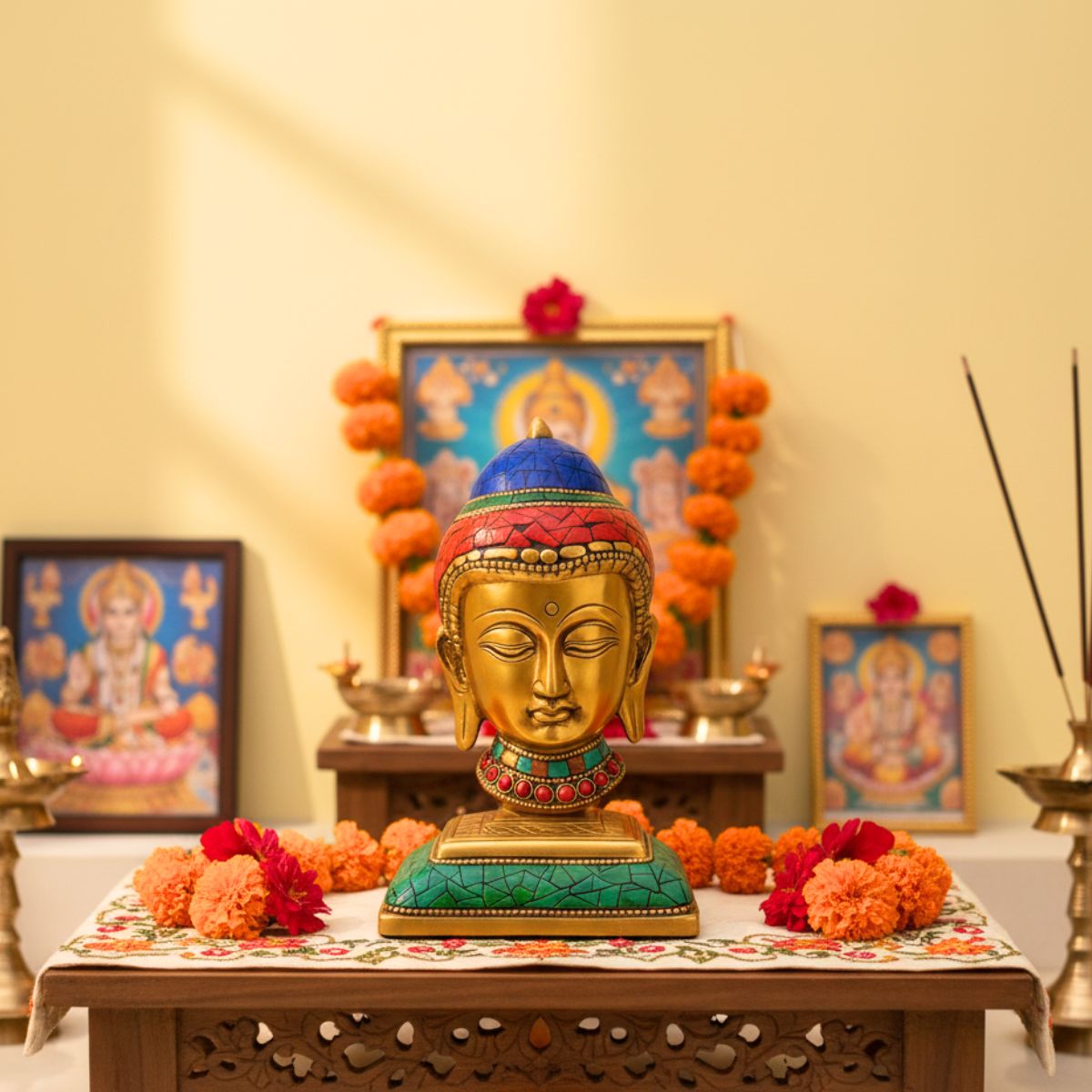 Metal Handicraft Buddha Head Statue