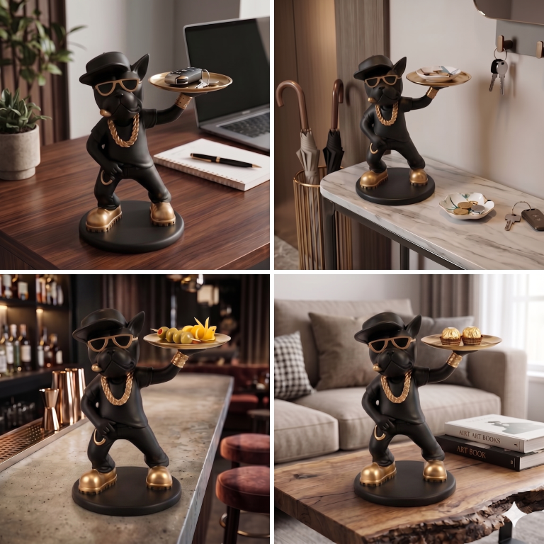 Urban Street-Style Frenchie Storage Tray | Modern Bulldog Desk Organizer