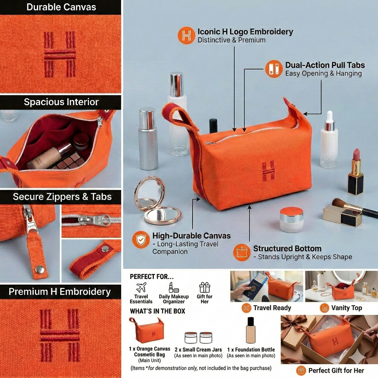 Tiny Shiny Hanging Travel Makeup Bag — Portable  Cosmetic Organizer Toiletry Bag for Men and Women