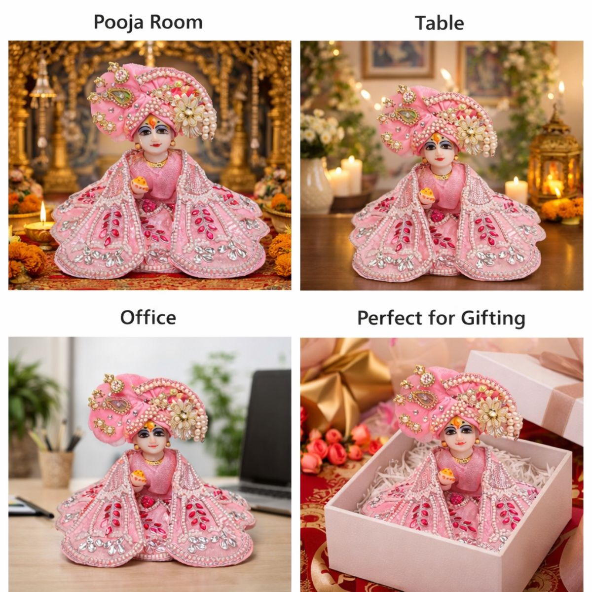 Tiny Shiny Laddu Gopal Poshak Thakur Ji Dress Heavy Designer Dress for Kanha Ji Fancy Dress for Bal Krishna Janmaasthmi Special for Ladoo Gopal Ji (Size-0 to 5)