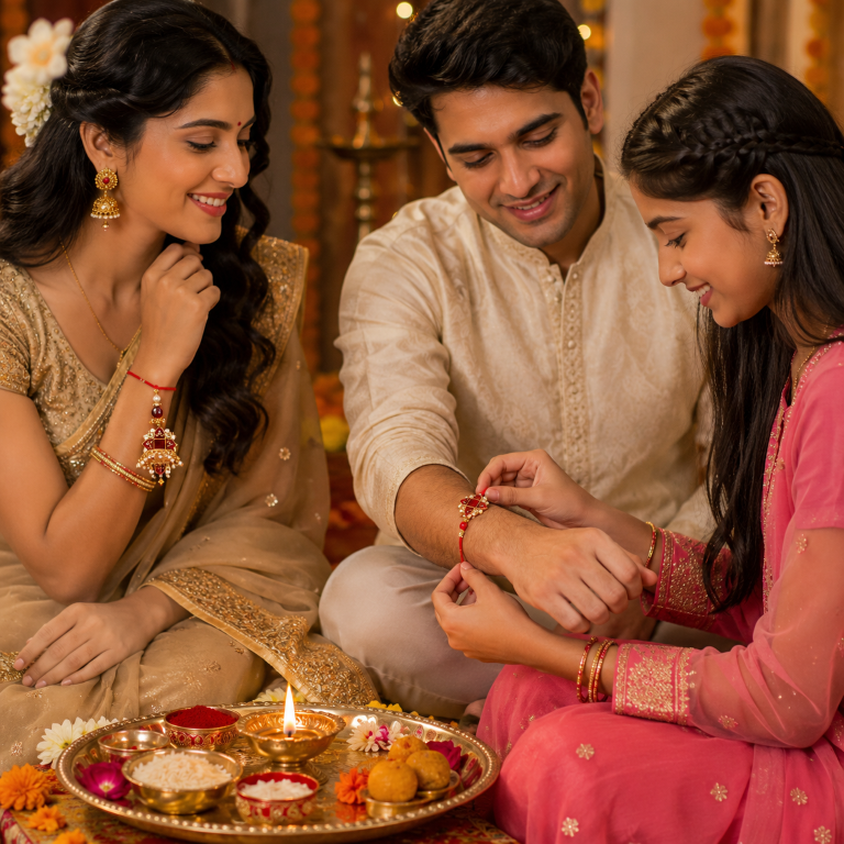 the timeless bond of love with the Tiny Shiny Bhai Bhabhi Rakhi Set