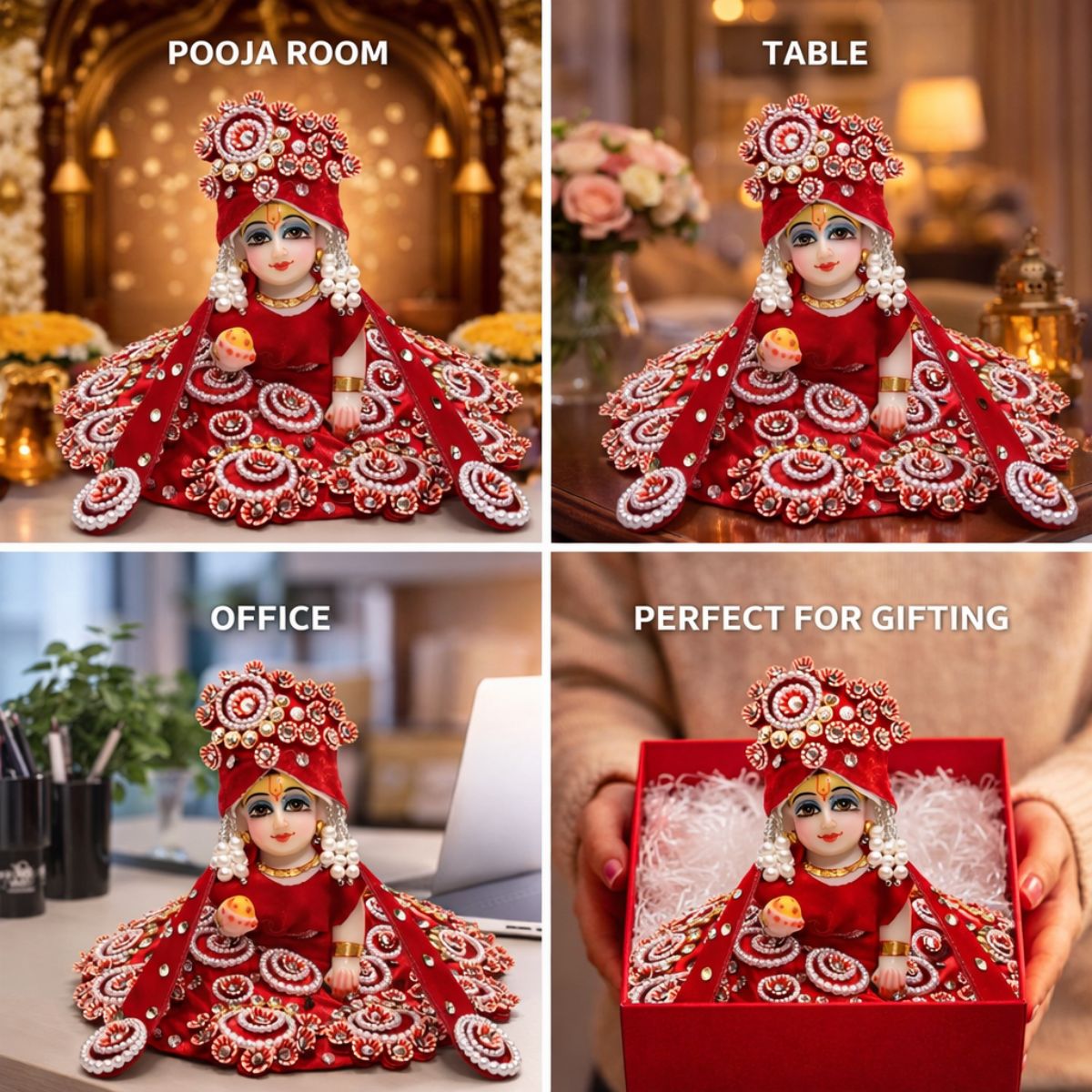 Tiny Shiny Laddu Gopal Poshak Thakur Ji Dress Heavy Designer Dress for Kanha Ji Fancy Dress for Bal Krishna Janmaasthmi Special for Ladoo Gopal Ji (Size- 1 to 6)