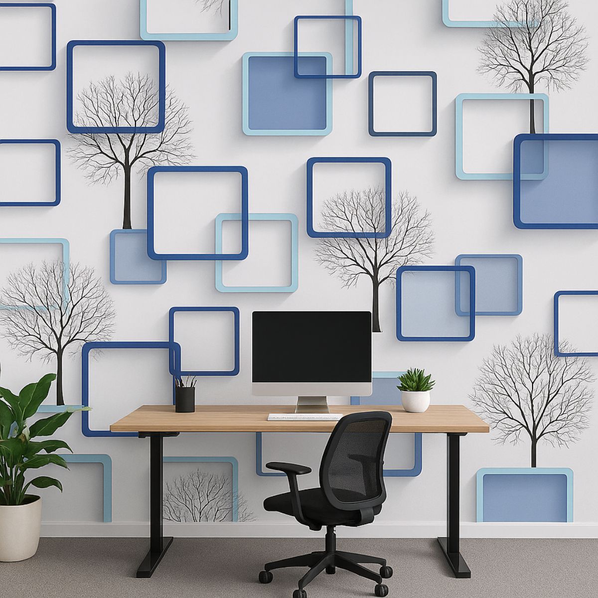 Blue Box Self-Adhesive Wallpaper