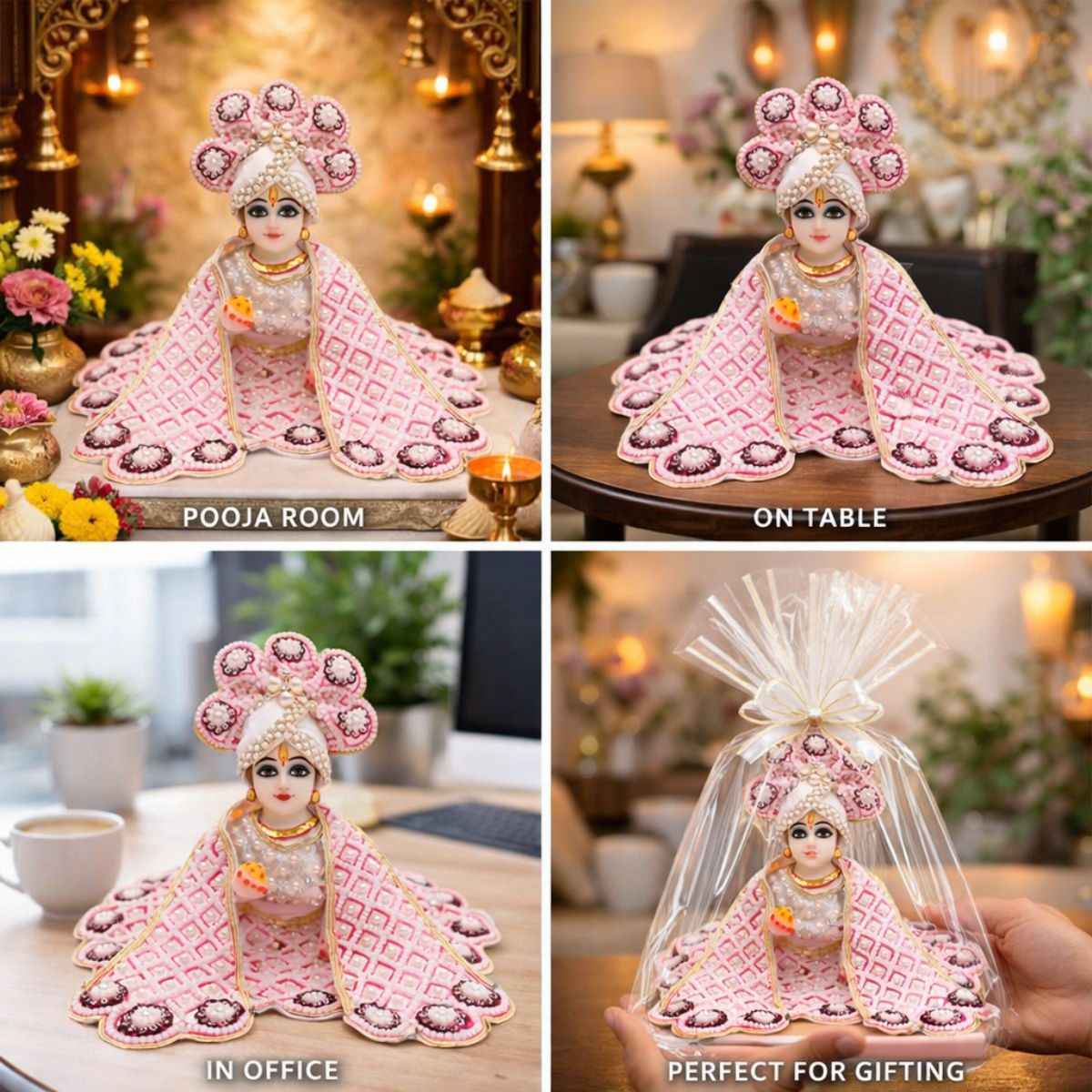 Tiny Shiny Laddu Gopal Poshak Thakur Ji Dress Heavy Designer Dress for Kanha Ji Fancy Dress for Bal Krishna Janmaasthmi Special for Ladoo Gopal Ji (Size- 0 to 6)