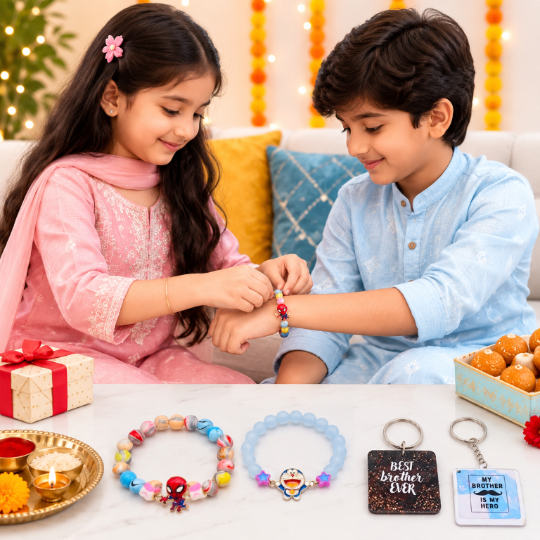 Spider Hero & Doraemon Bracelet Bro Kids Rakhi Set of 2 Designer Rakhi for Brother