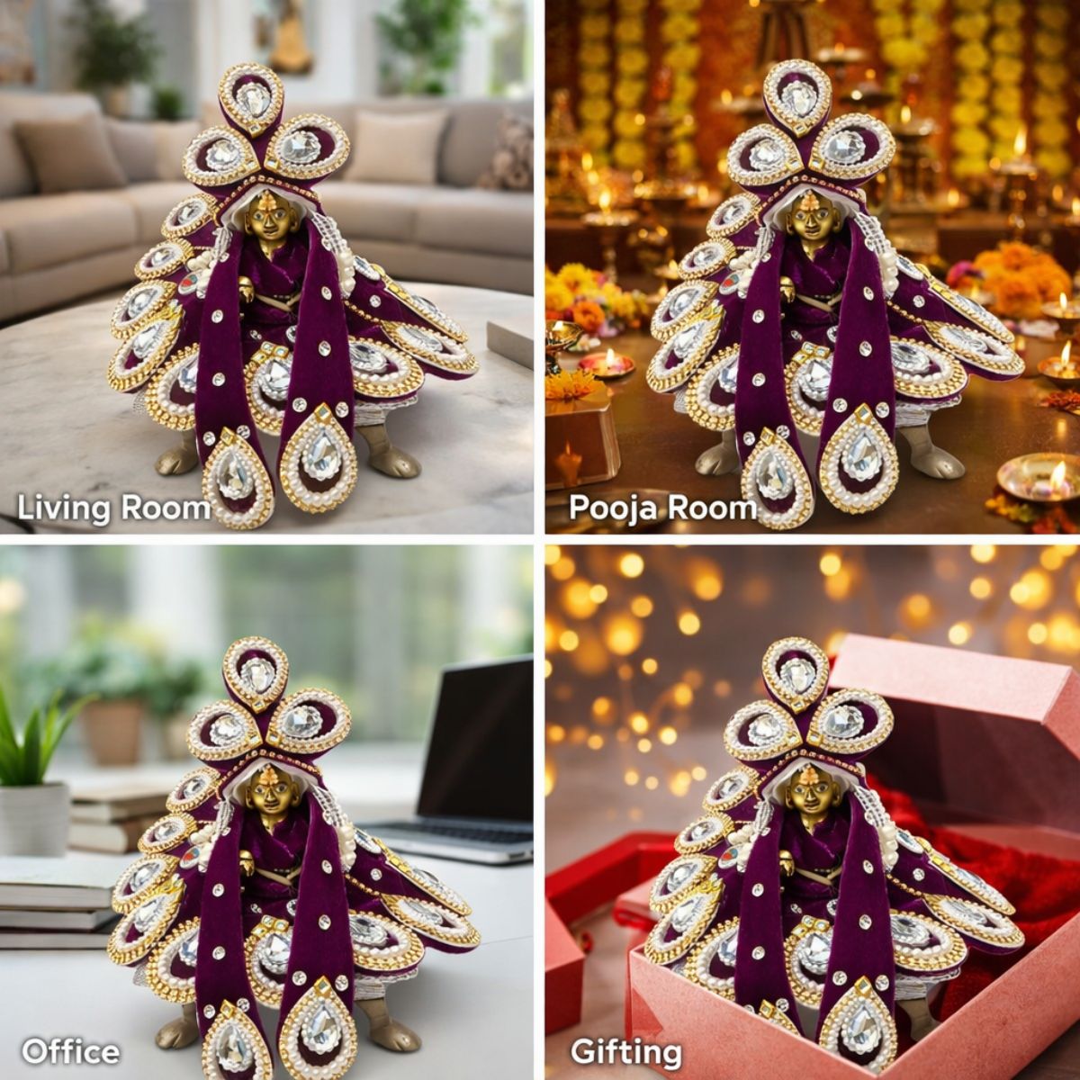 Tiny Shiny Laddu Gopal Poshak Thakur Ji Dress Heavy Designer Dress for Kanha Ji Fancy Dress for Bal Krishna Janmaasthmi Special for Ladoo Gopal Ji (Size-2 , Inch-6)