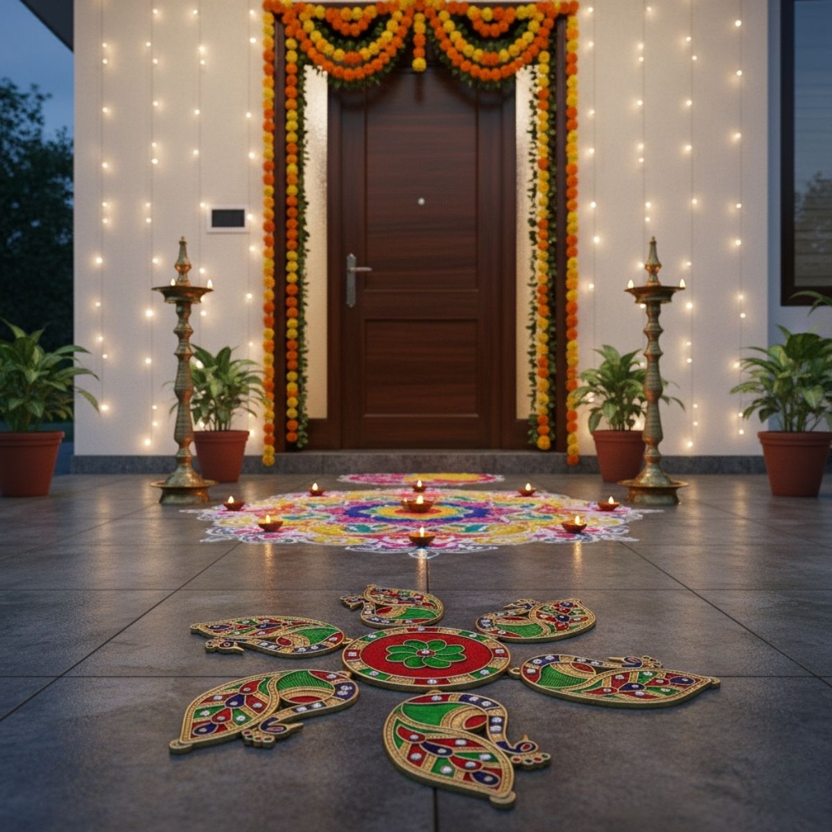 Peacock Meena Stone Rangoli