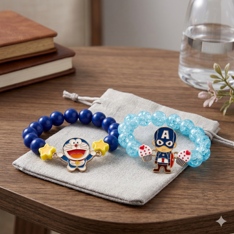 Captain & Doraemon Bracelet Bro Kids Rakhi Set of 2 Designer Rakhi for Brother