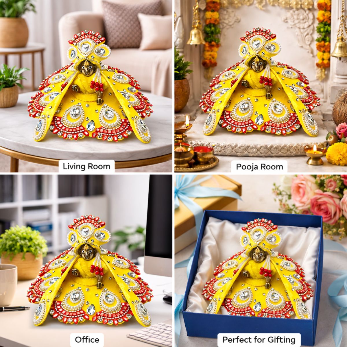 Tiny Shiny Laddu Gopal Poshak Thakur Ji Dress Heavy Designer Dress for Kanha Ji Fancy Dress for Bal Krishna Janmaasthmi Special for Ladoo Gopal Ji (Size-2)