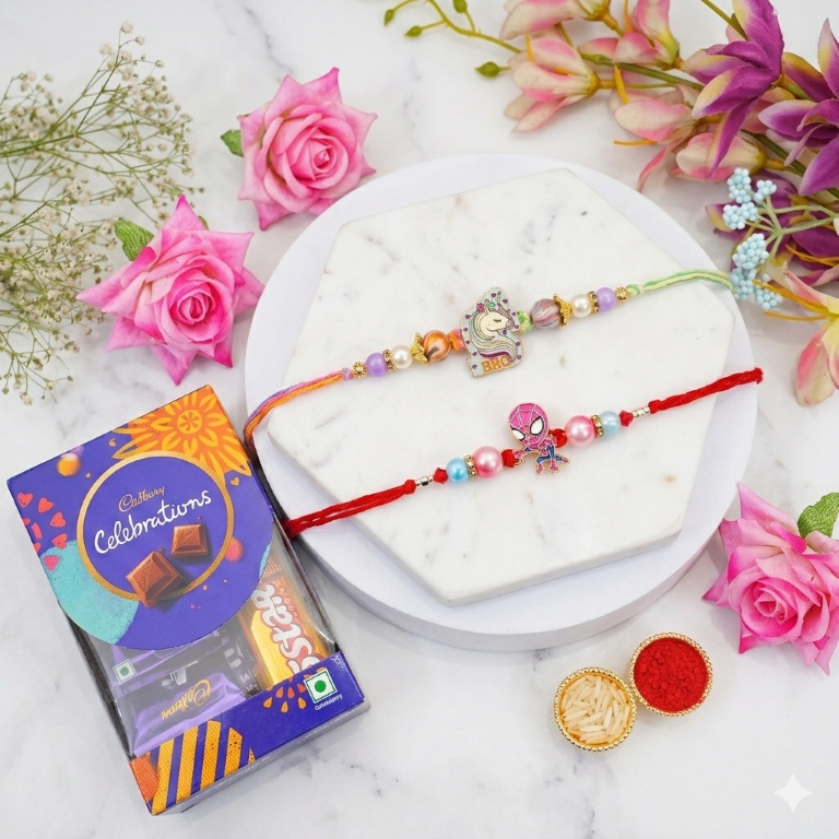 Unicorn & Spider Hero Rakhi Set of 2 | Kids Designer Rakhi for Brother
