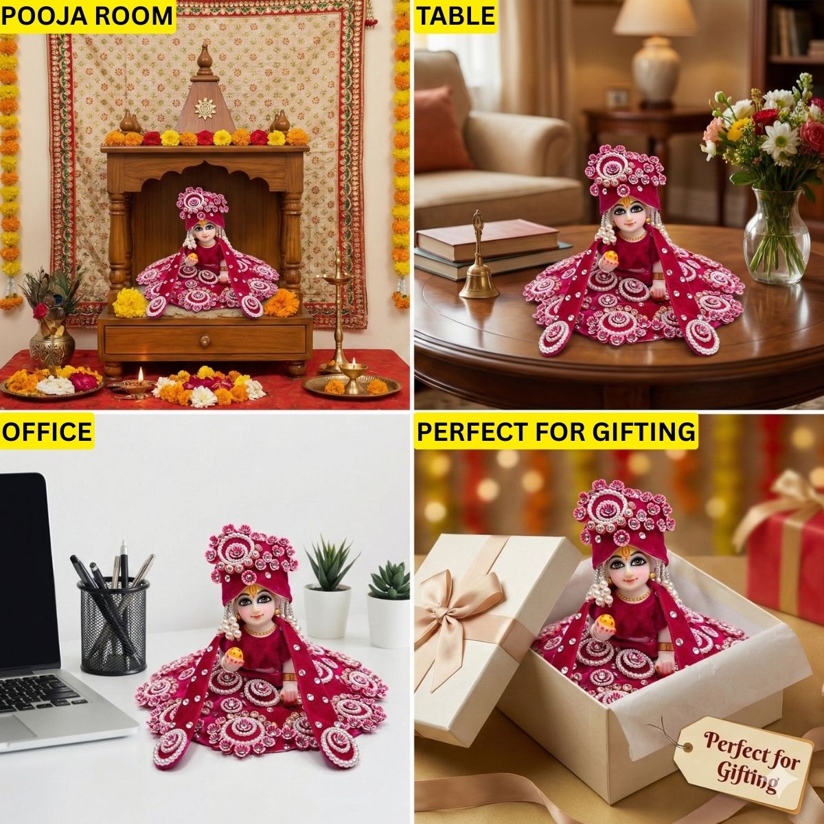 Tiny Shiny Laddu Gopal Poshak Thakur Ji Dress Heavy Designer Dress for Kanha Ji Fancy Dress for Bal Krishna Janmaasthmi Special for Ladoo Gopal Ji (Size- 1 to 6)