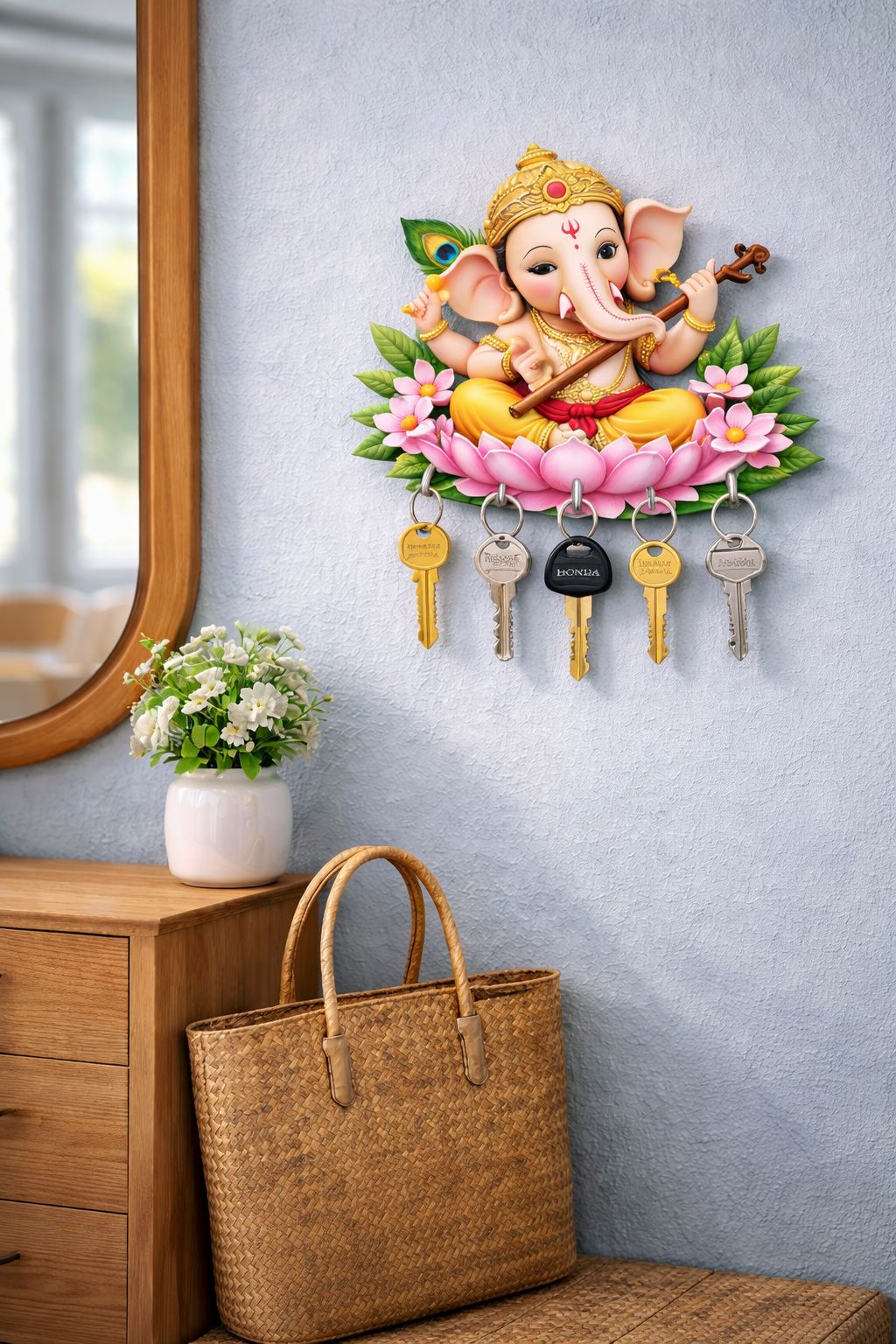 Baby Ganesha Key Holder Wall Stand