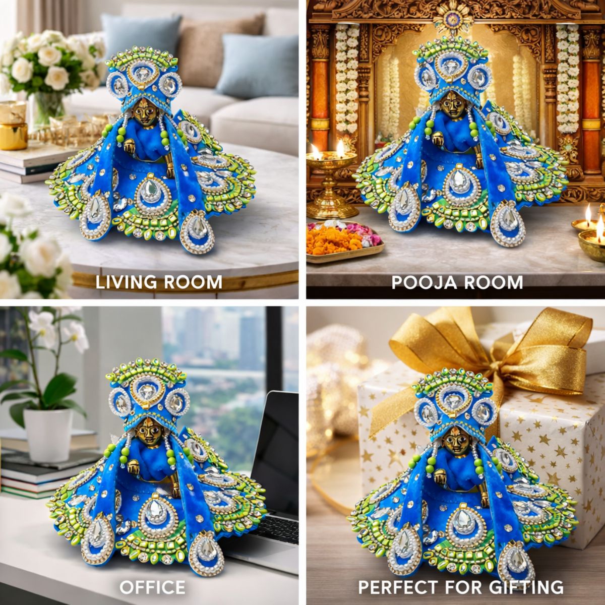 Tiny Shiny Laddu Gopal Poshak Thakur Ji Dress Heavy Designer Dress for Kanha Ji Fancy Dress for Bal Krishna Janmaasthmi Special for Ladoo Gopal Ji (Size-2)