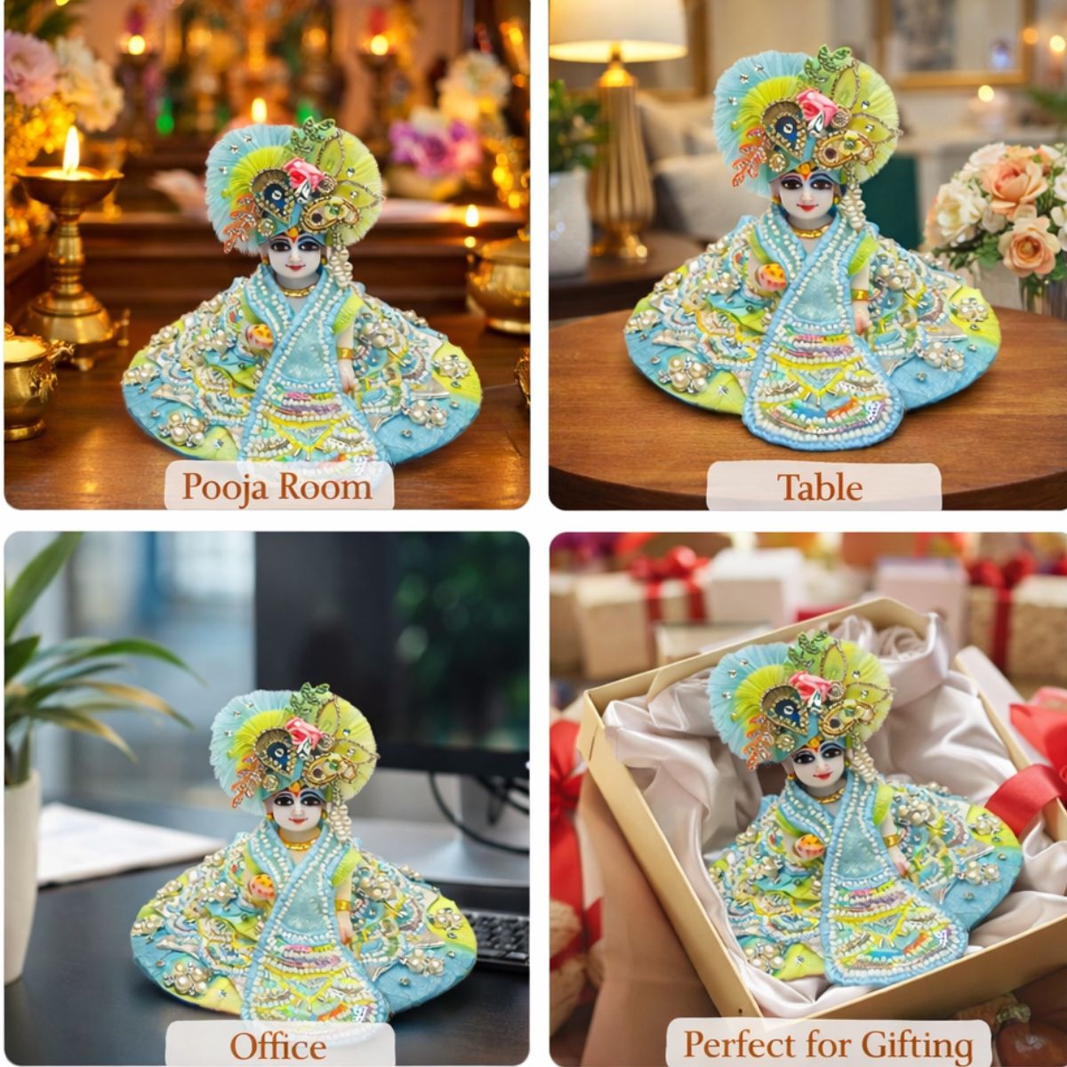 Tiny Shiny Laddu Gopal Poshak Thakur Ji Dress Heavy Designer Dress for Kanha Ji Fancy Dress for Bal Krishna Janmaasthmi Special for Ladoo Gopal Ji (Size- 2 to 6)