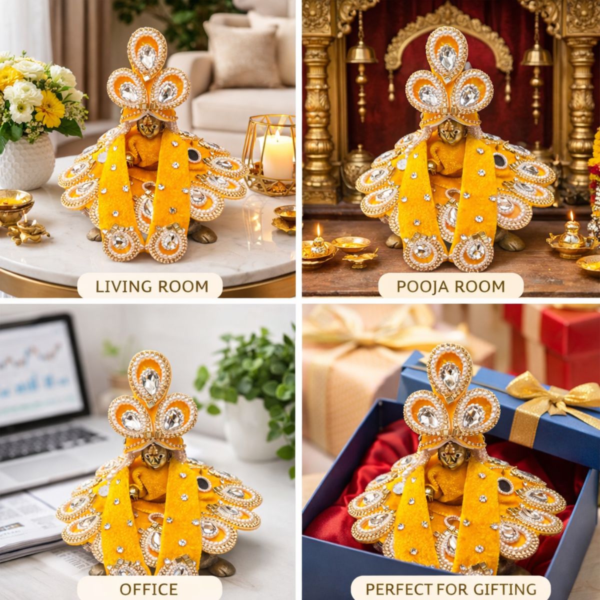 Tiny Shiny Laddu Gopal Poshak Thakur Ji Dress Heavy Designer Dress for Kanha Ji Fancy Dress for Bal Krishna Janmaasthmi Special for Ladoo Gopal Ji (Size-2 , Inch-6)