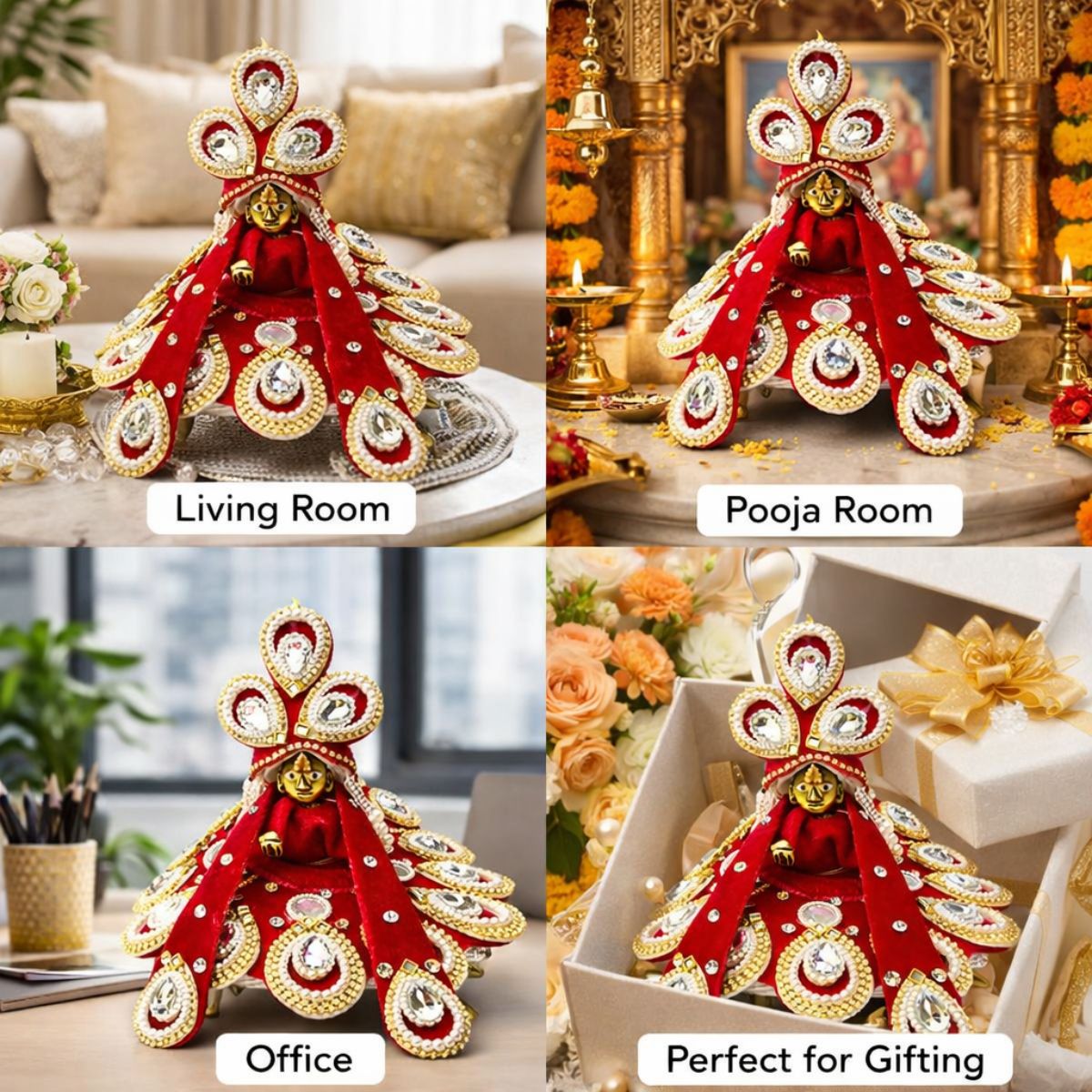 Tiny Shiny Laddu Gopal Poshak Thakur Ji Dress Heavy Designer Dress for Kanha Ji Fancy Dress for Bal Krishna Janmaasthmi Special for Ladoo Gopal Ji (Size-2)