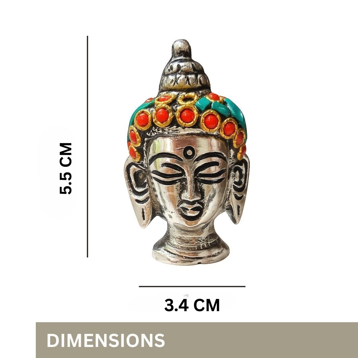 Metal Buddha Statue Figurine with Colorful Stones Agarbatti Holder