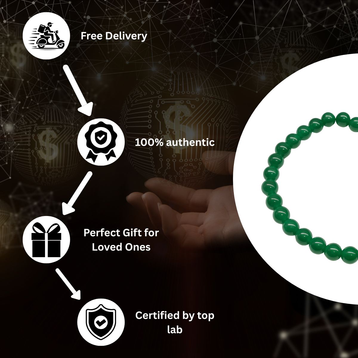 Green Jade Bracelet – Natural Jade Stone for Good Luck, Wealth & Positive Energy for Men & Women - image 6