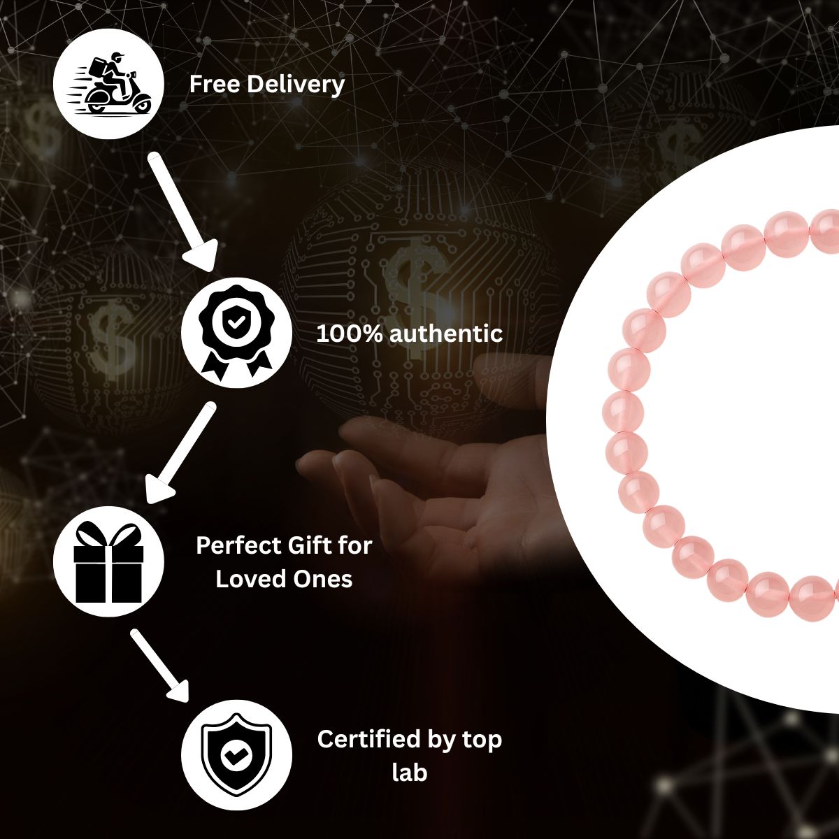 Rose Quartz Bracelet – Natural Crystal Beaded Bracelet for Women, Love & Healing Energy Stone Jewelry Gift - image 6
