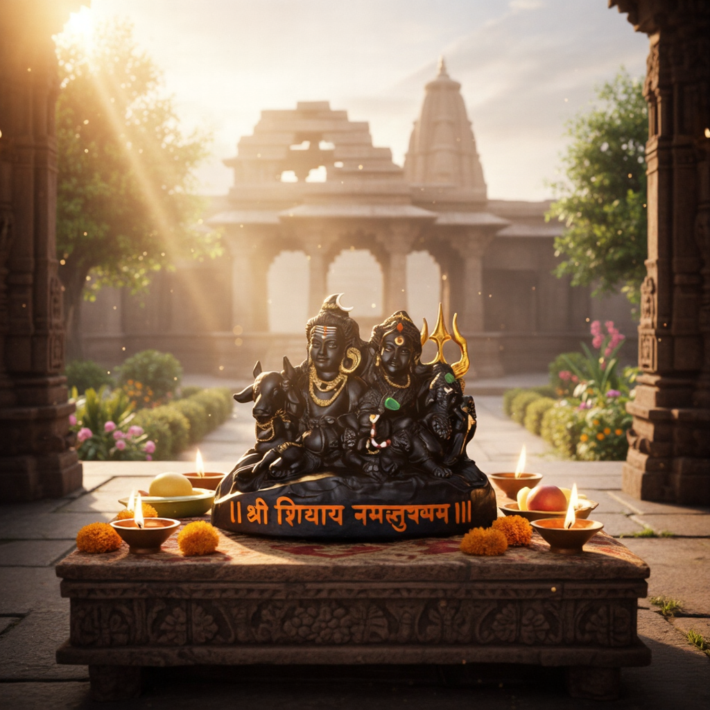 Tiny Shiny Adorable Shiv Parivar Idol Parvati, Ganesh, Kartikey Bhagwan on Nandi Maharaj Black Statue of Shiva Family for Home Puja, Office Mandir, Mahashivratri, Saawan - image 6