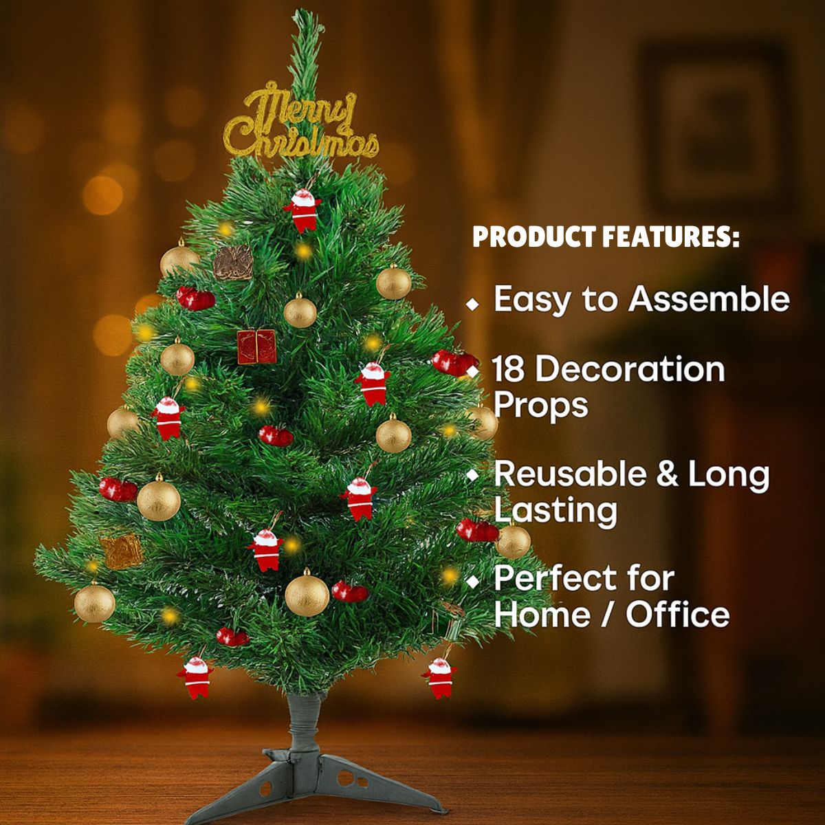 1 Feet Christmas Tree with 18 Decoration Items