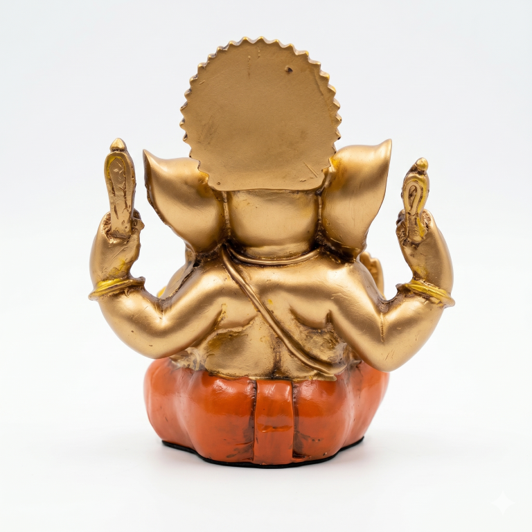 Majestic Lord Ganesha Idol with Blue Halo - Antique Bronze Finish (13.5 cm) | Premium Home Decor & Spiritual Gift