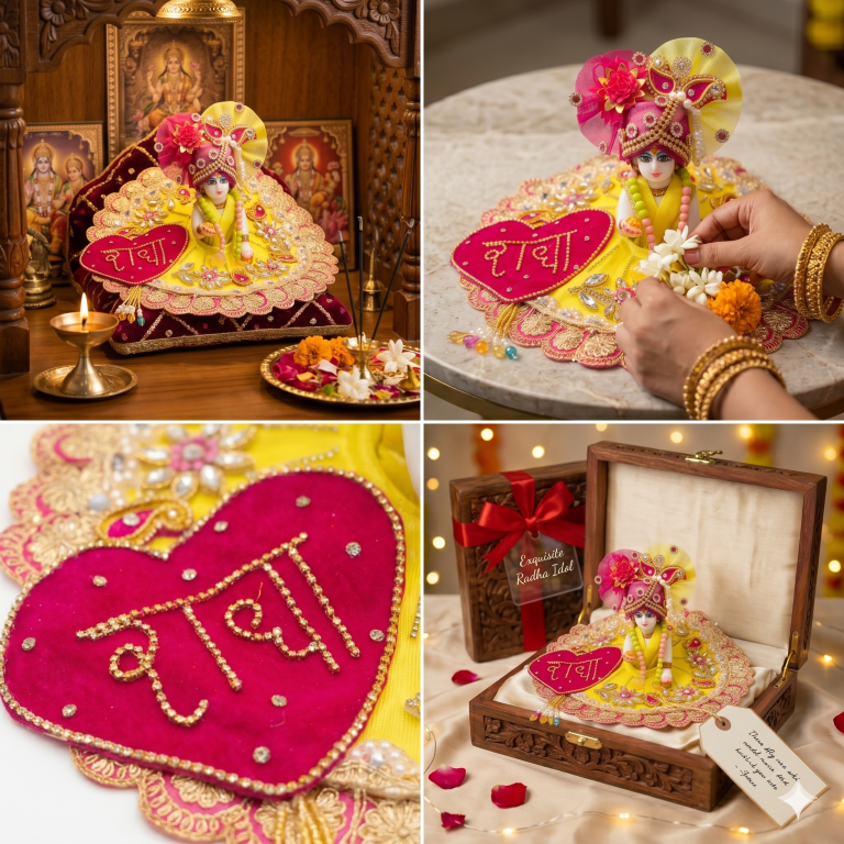 Tiny Shiny Laddu Gopal Poshak Thakur Ji Dress Heavy Designer Dress for Kanha Ji Fancy Dress for Bal Krishna Janmaasthmi Special for Ladoo Gopal Ji (Size-1 to 6)