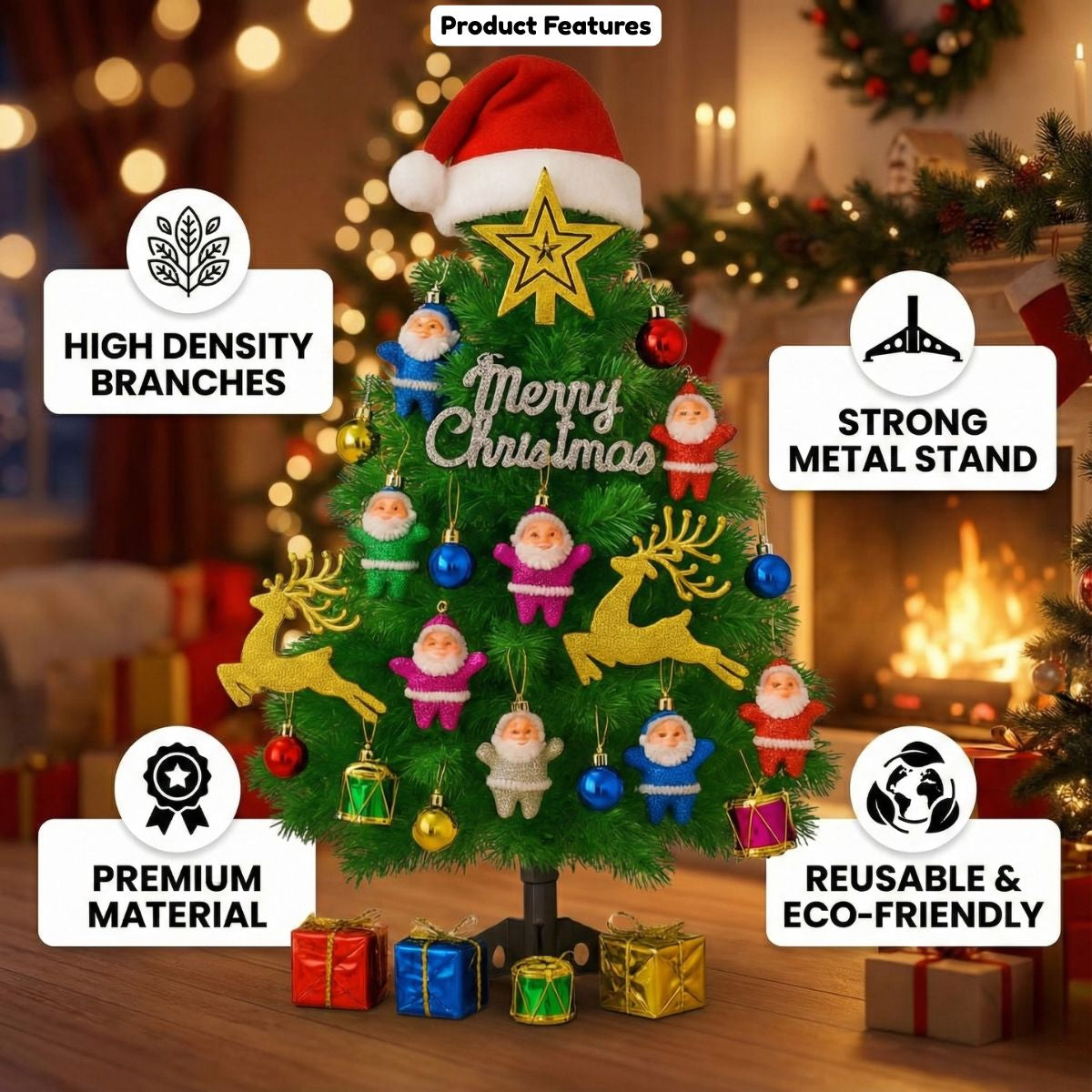 2 Feet Christmas Tree with 51 Decoration Items | TinyShinyGift