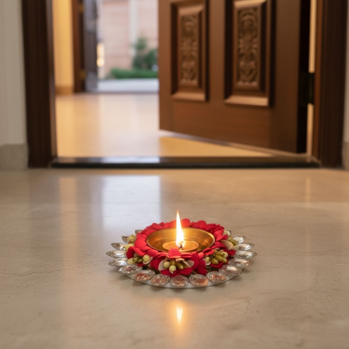 Brass Jyot Diya – Magenta | TinyShinygift