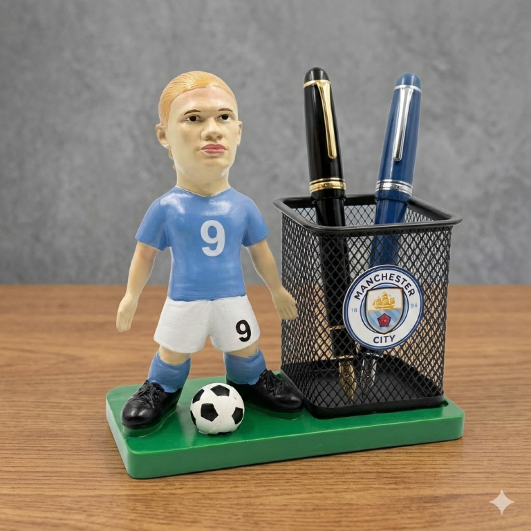 Erling Haaland Manchester City Edition Footballer Figurine Pen Holder