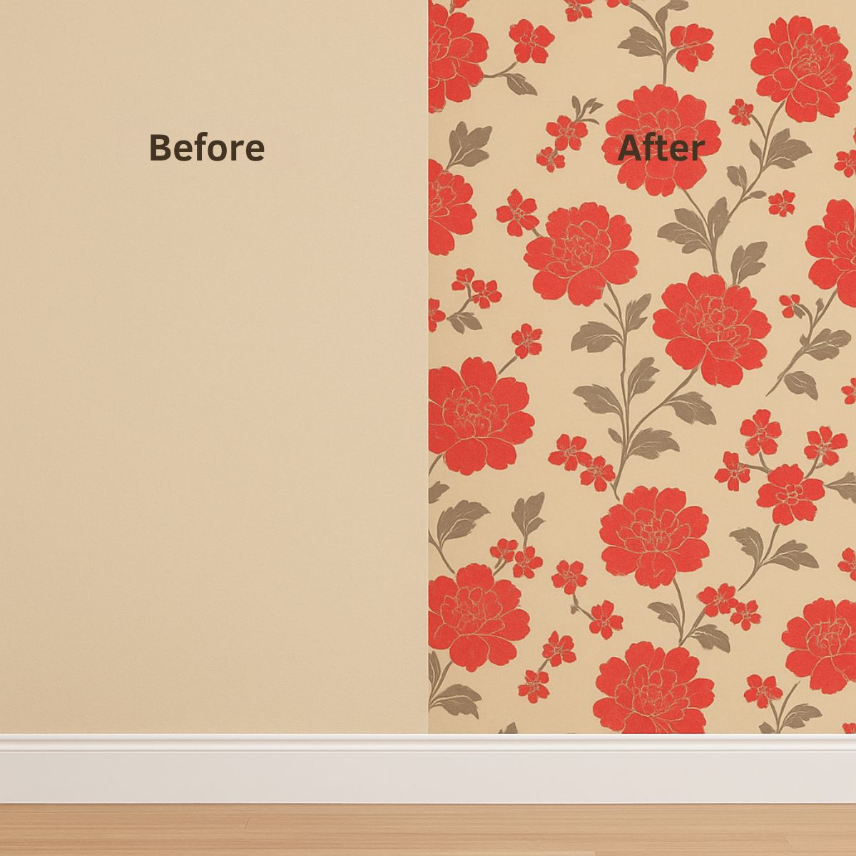 Red Flower Design Vinyl Wall Sticker