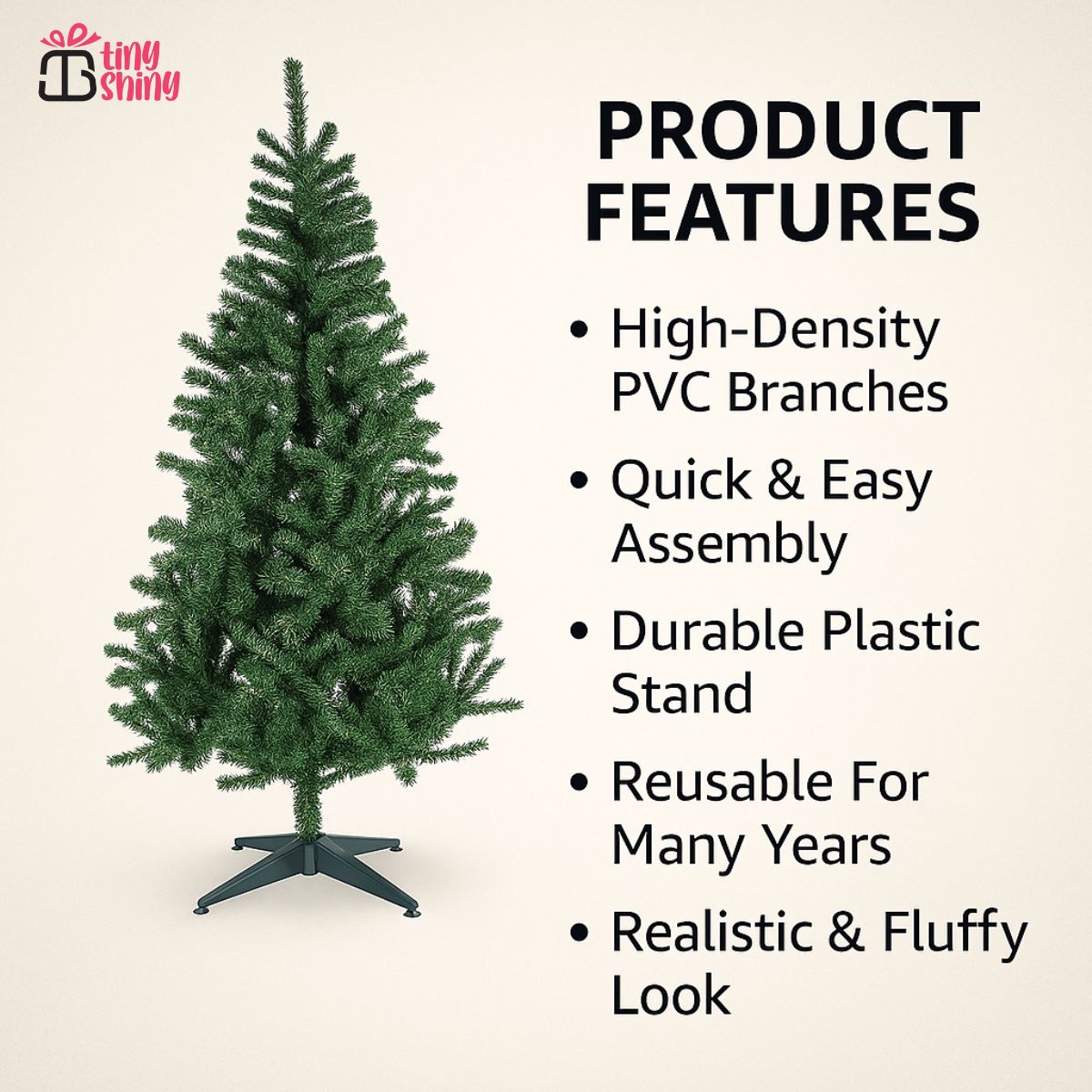5 Feet Christmas Tree | Artificial Pine Tree for Home Decor | TinyShinyGift